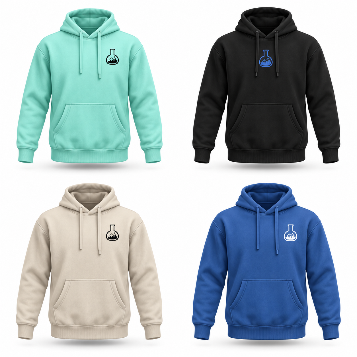 Illustrated Mint / black logo hoodie